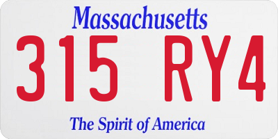 MA license plate 315RY4