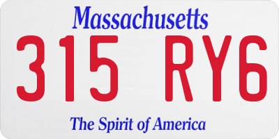 MA license plate 315RY6