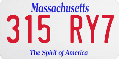 MA license plate 315RY7