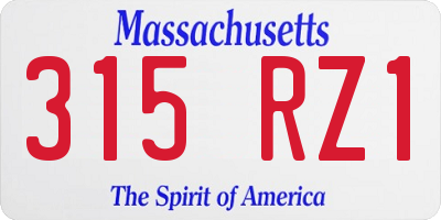 MA license plate 315RZ1