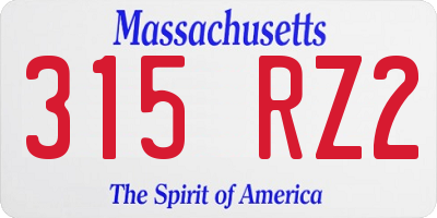 MA license plate 315RZ2