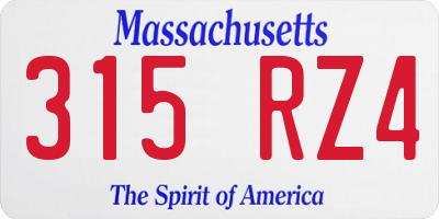 MA license plate 315RZ4