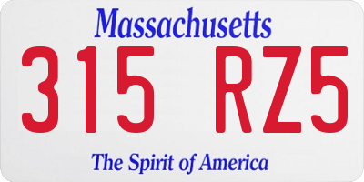 MA license plate 315RZ5