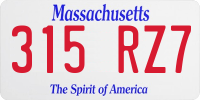 MA license plate 315RZ7