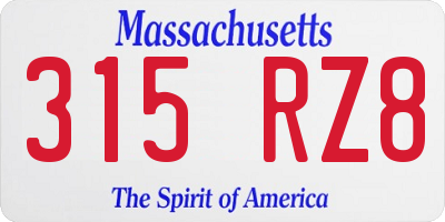 MA license plate 315RZ8