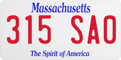 MA license plate 315SA0
