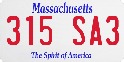 MA license plate 315SA3
