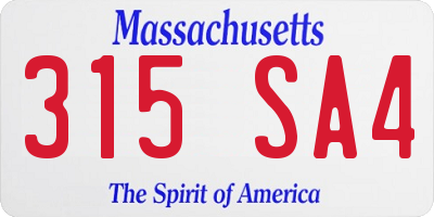 MA license plate 315SA4