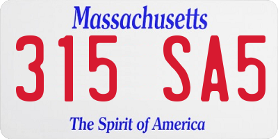 MA license plate 315SA5