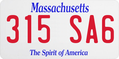 MA license plate 315SA6