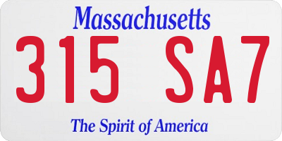 MA license plate 315SA7