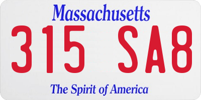 MA license plate 315SA8