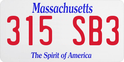 MA license plate 315SB3
