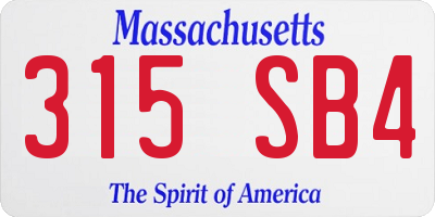MA license plate 315SB4