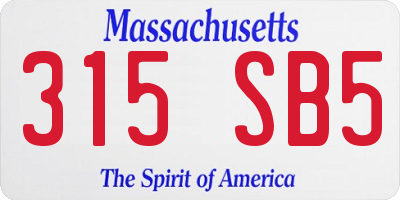 MA license plate 315SB5