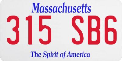 MA license plate 315SB6