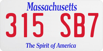 MA license plate 315SB7