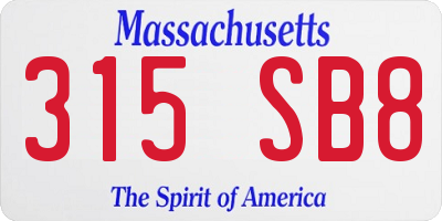 MA license plate 315SB8