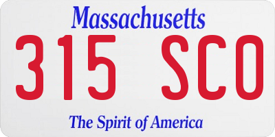 MA license plate 315SC0