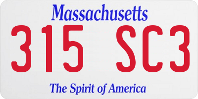 MA license plate 315SC3