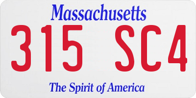 MA license plate 315SC4