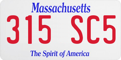 MA license plate 315SC5
