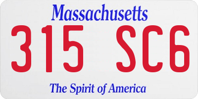 MA license plate 315SC6