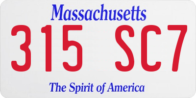 MA license plate 315SC7
