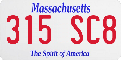 MA license plate 315SC8