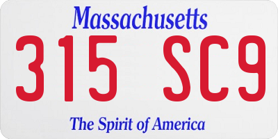MA license plate 315SC9