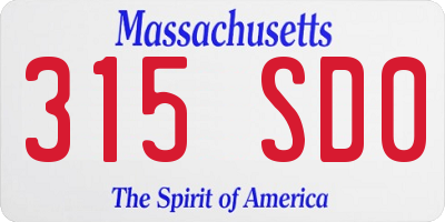 MA license plate 315SD0