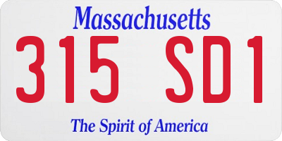 MA license plate 315SD1