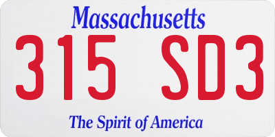 MA license plate 315SD3