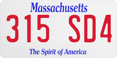 MA license plate 315SD4