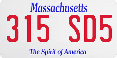 MA license plate 315SD5