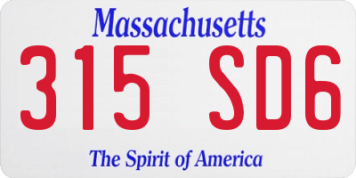 MA license plate 315SD6
