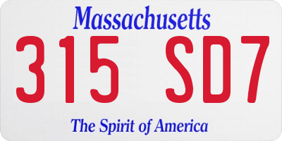MA license plate 315SD7