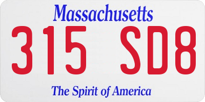 MA license plate 315SD8