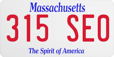 MA license plate 315SE0