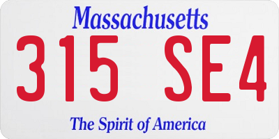 MA license plate 315SE4