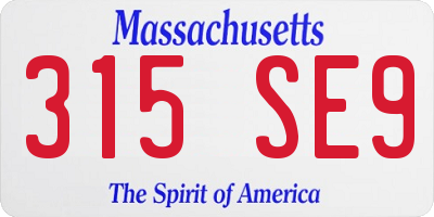 MA license plate 315SE9