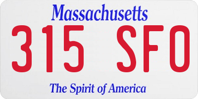 MA license plate 315SF0
