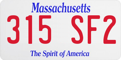 MA license plate 315SF2
