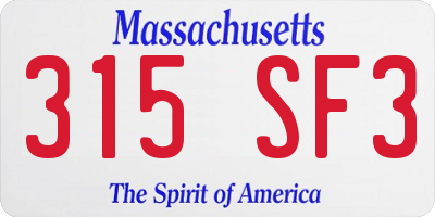 MA license plate 315SF3
