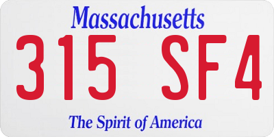 MA license plate 315SF4