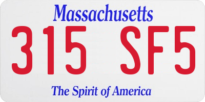 MA license plate 315SF5