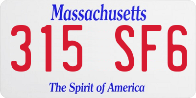 MA license plate 315SF6
