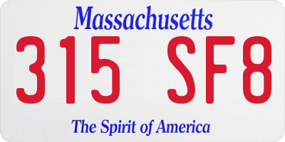 MA license plate 315SF8