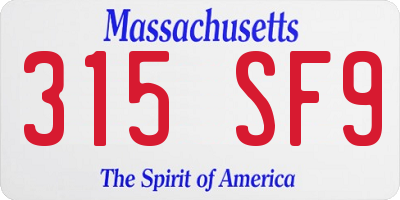 MA license plate 315SF9