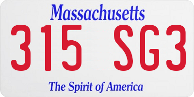 MA license plate 315SG3